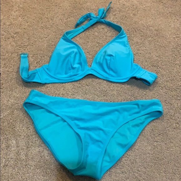 bright blue bikini
